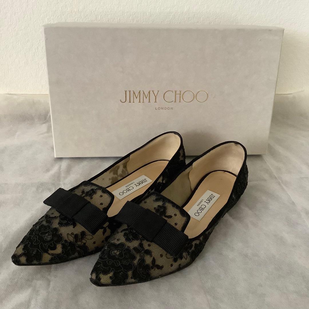 JIMMY CHOO★ジミーチュウ★レースフラットシューズ★36 1/2