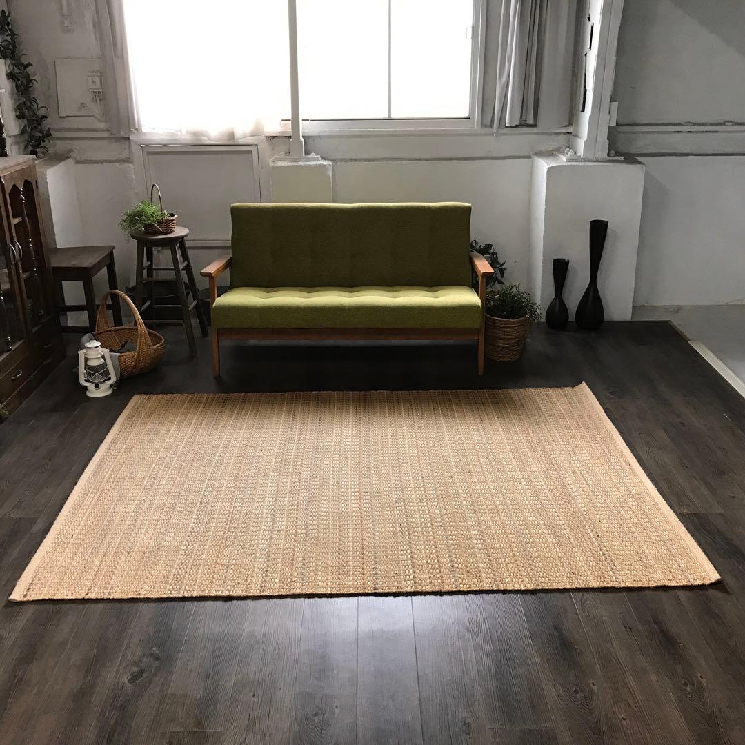 超レア 143x204cm 1.5畳 麻と水草 ラグ ラグマット 夏用 平織り