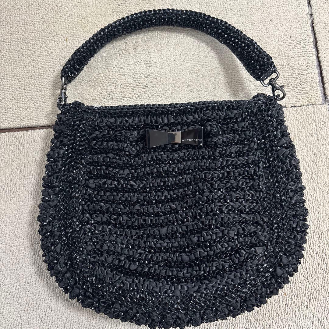 ANTEPRIMA ブラック 編みバッグ