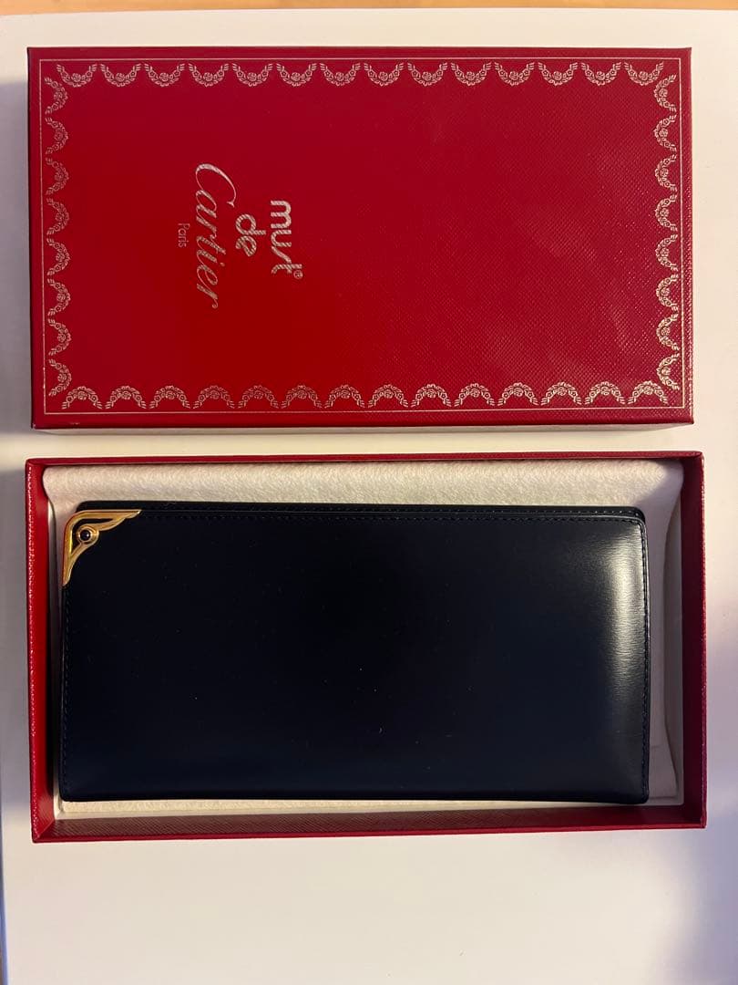 Cartier ネイビー レザー 長財布
