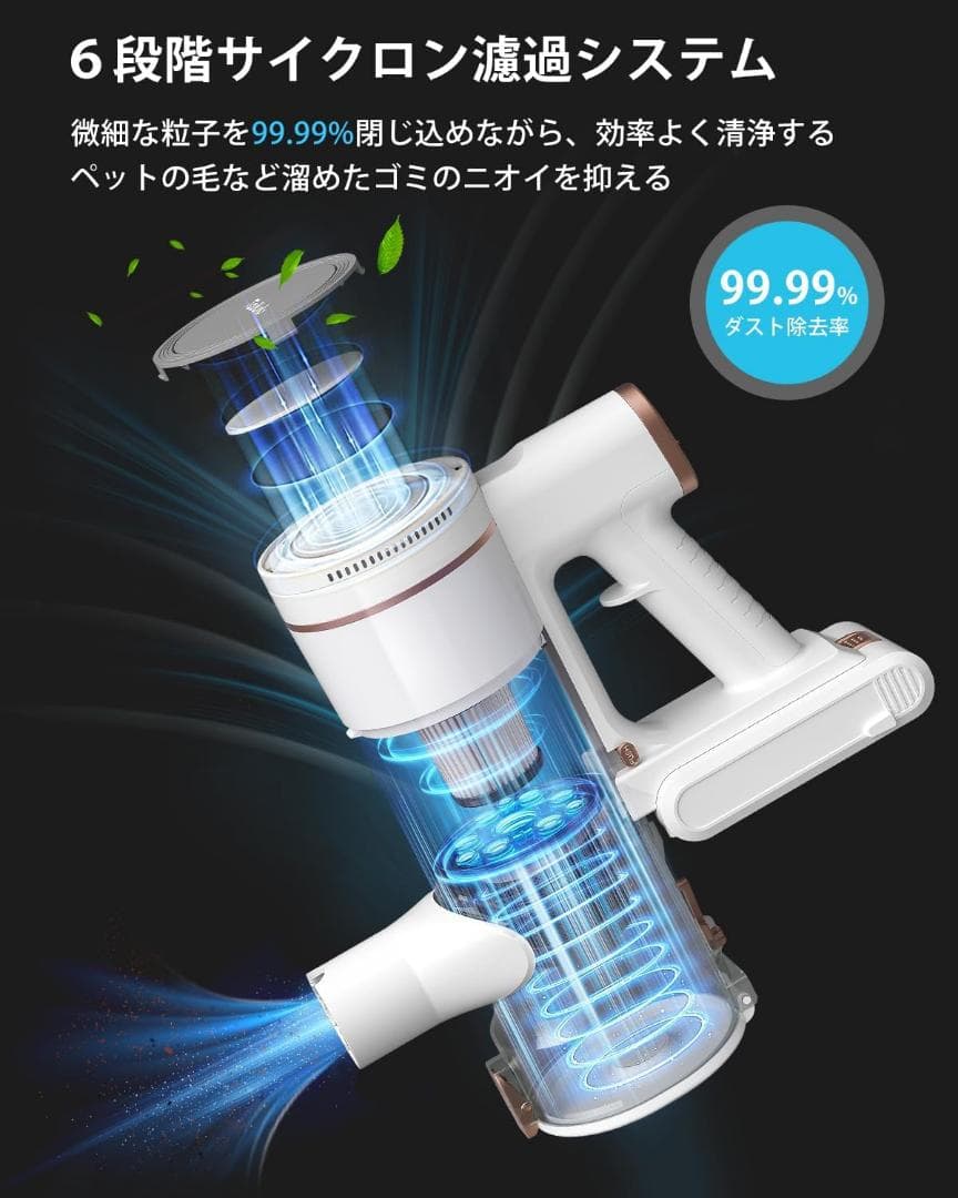 掃除機 コードレス コードレス掃除機 軽量 連続稼働 LED液晶ディスプレイ