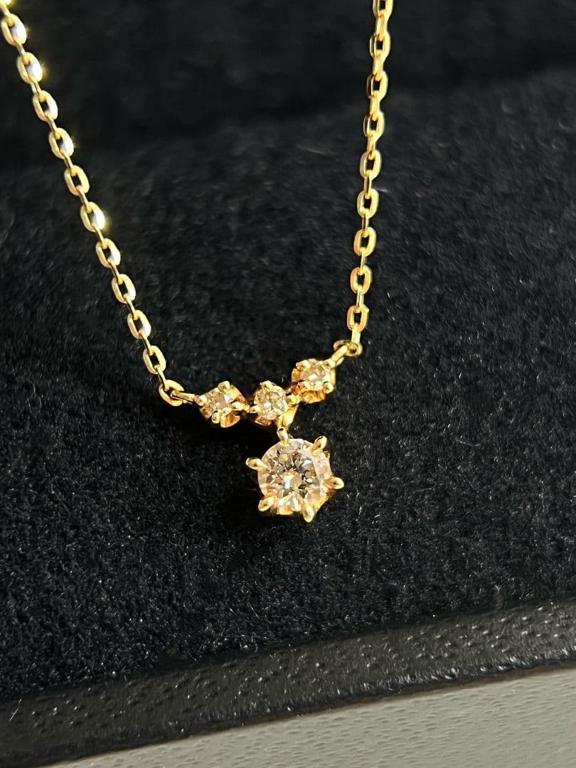 agete ダイヤモンド　K18ネックレス　D0.1ct　18金　ケース付き