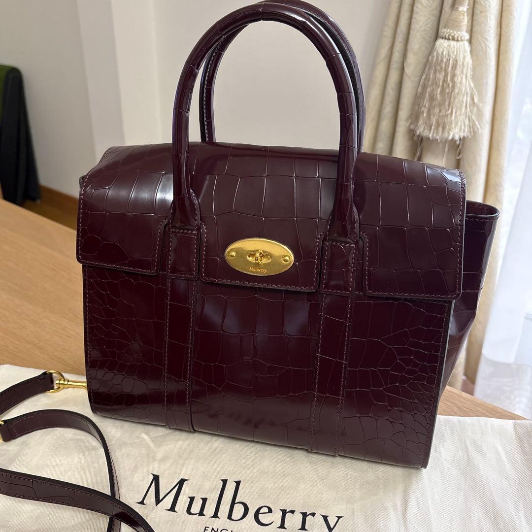 Mulberry バーガンディ ハンドバッグ　ベイズウォーター サッチェル