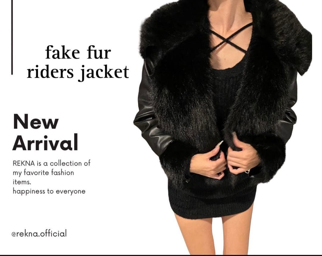 フェイクファー/ライダースジャケット　REKNA