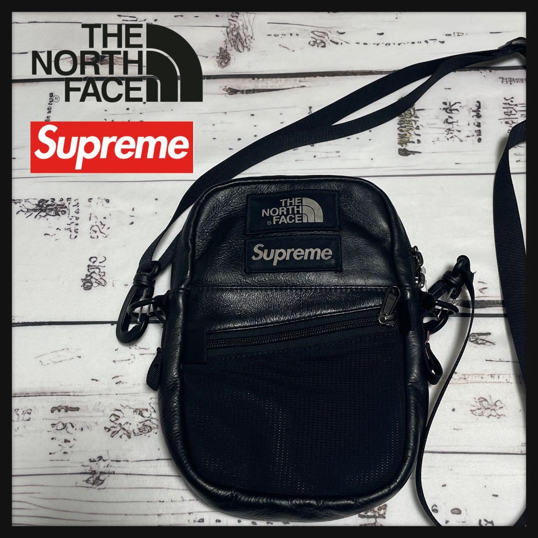 【本革】Supreme ノースフェイス　レザー　ショルダーバッグ　ウエストポーチ