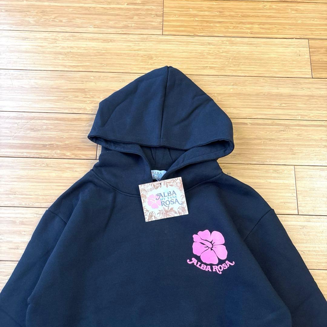 新品タグ付き　ALBAROSA ブラックパーカー　ピンクラメロゴ　90s