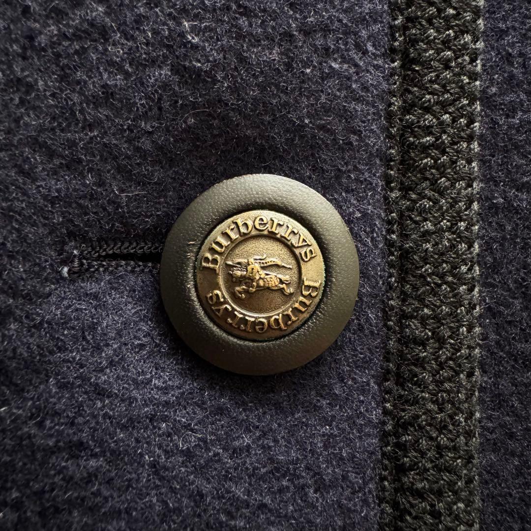 バーバリーズ　コート　ダブルフェイス　ノバチェック　カシミヤ混　7　紺　金ボタン