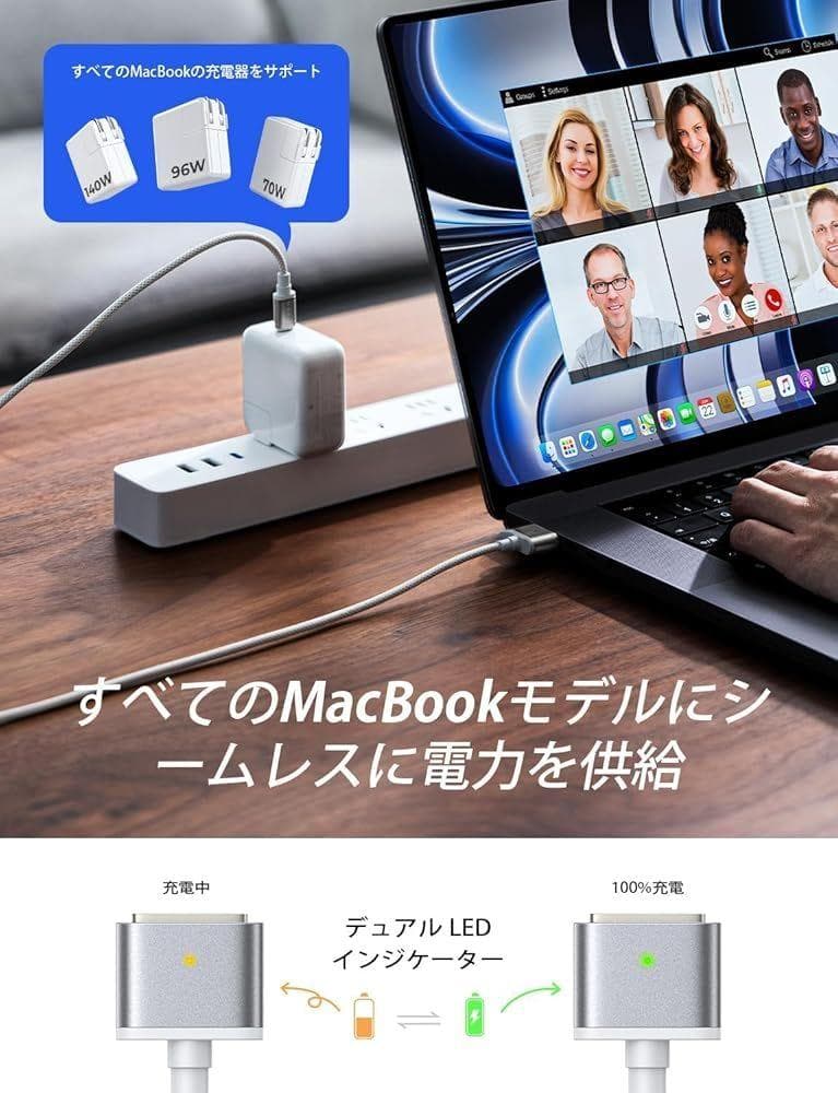 LISEN 140W Macbook Air 充電ケーブル 2m PD3.1