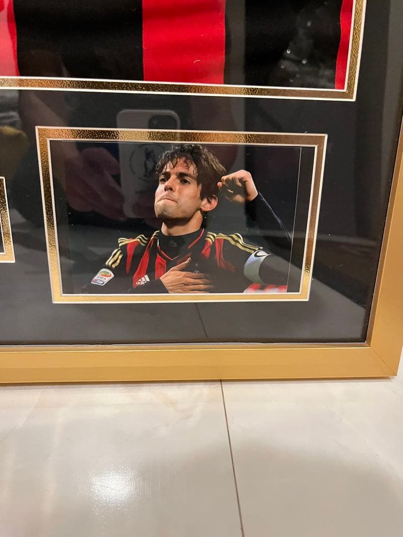 【0524】カカ　サイン入りユニフォーム 長袖 ACミラン 額装