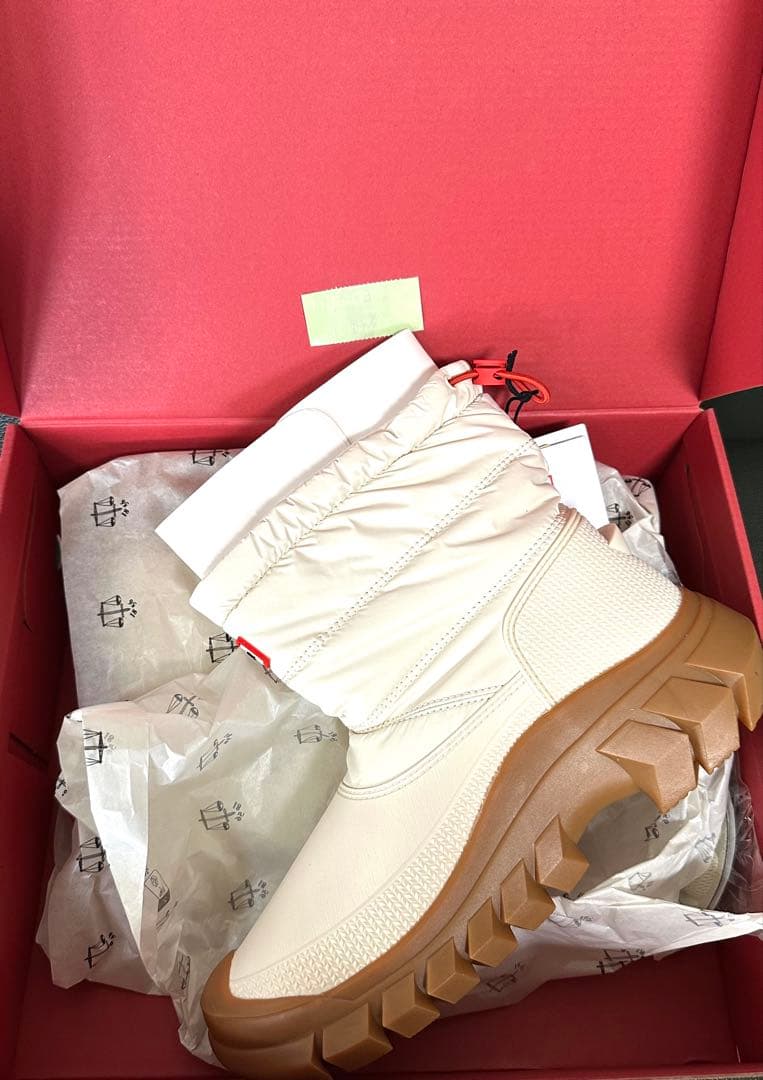 新品超人気 HUNTER スノーブーツ ショート (24cm、白) 防水防寒