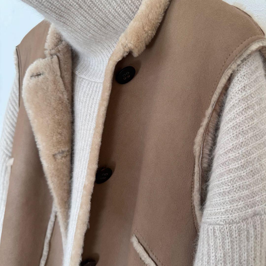 SALE❣️羊革シープスキン　ロングジレベスト　ダブルフェイス