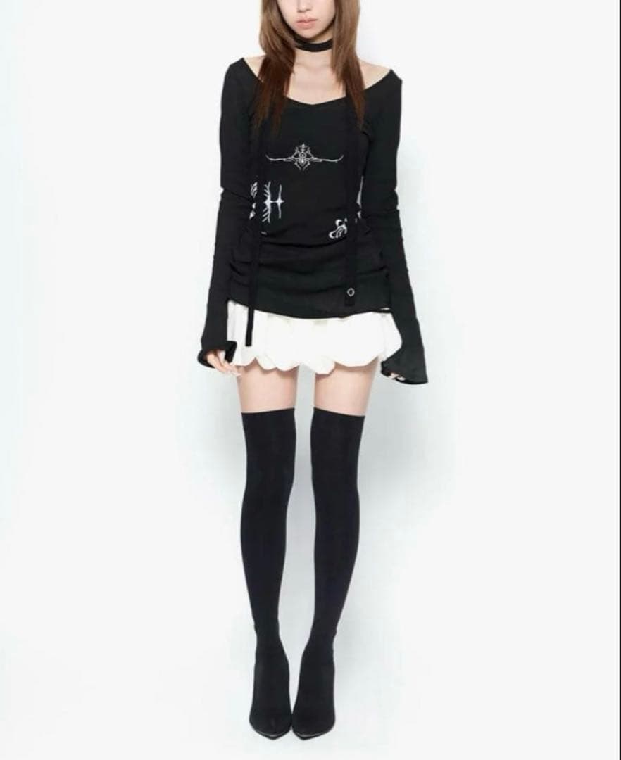 トップス theredthread S stamp tee dress Black