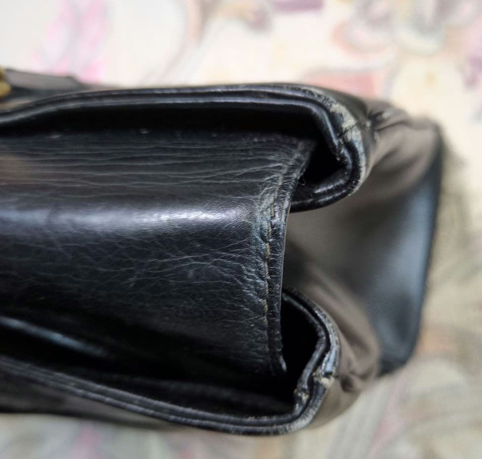 GUCCI 黒 レザー ビジネスバッグ バンブーハンドル