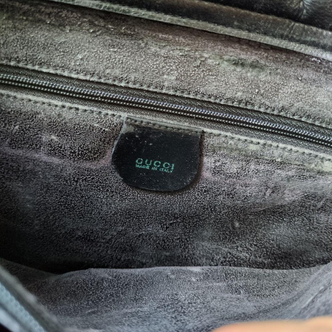 GUCCI 黒 レザー ビジネスバッグ バンブーハンドル
