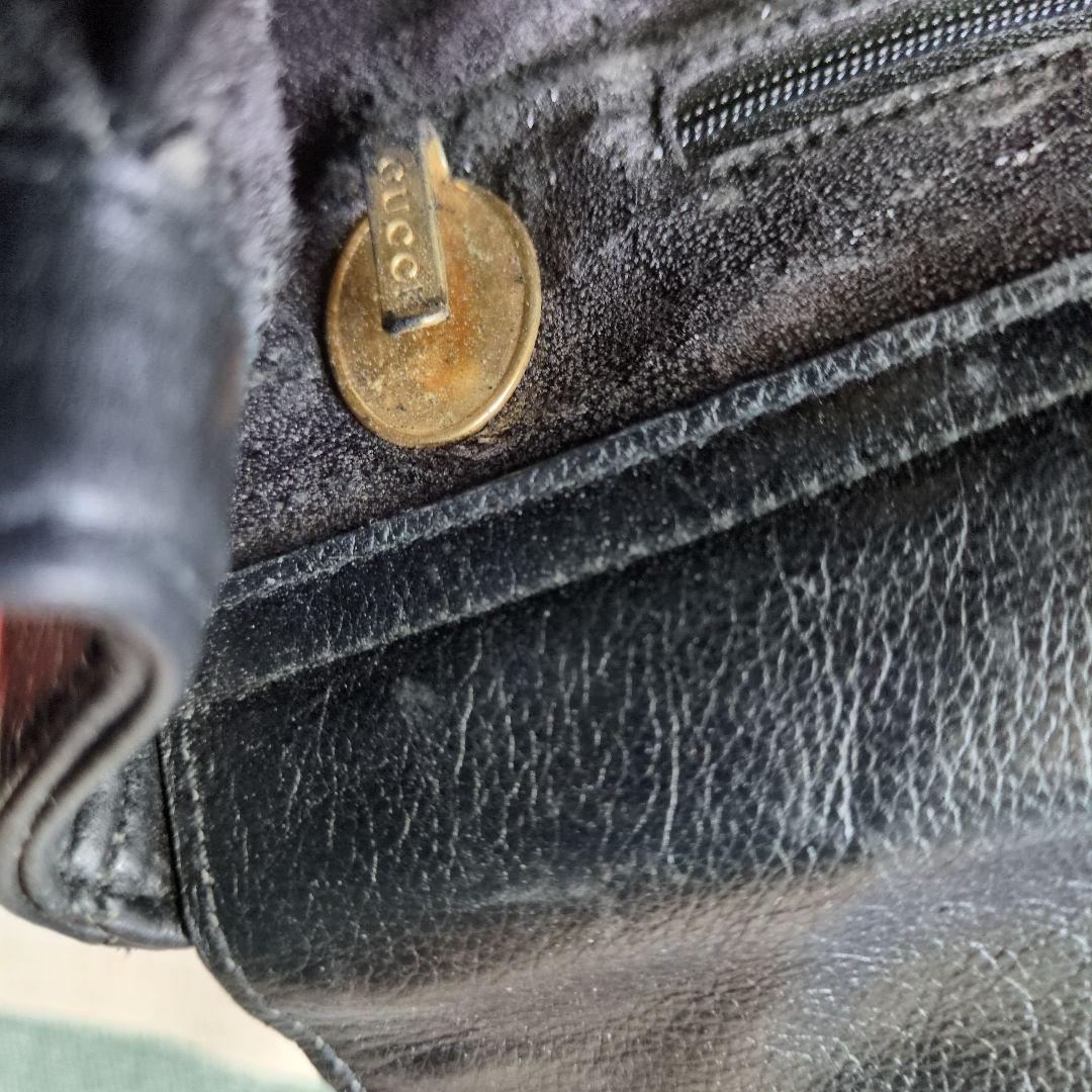 GUCCI 黒 レザー ビジネスバッグ バンブーハンドル