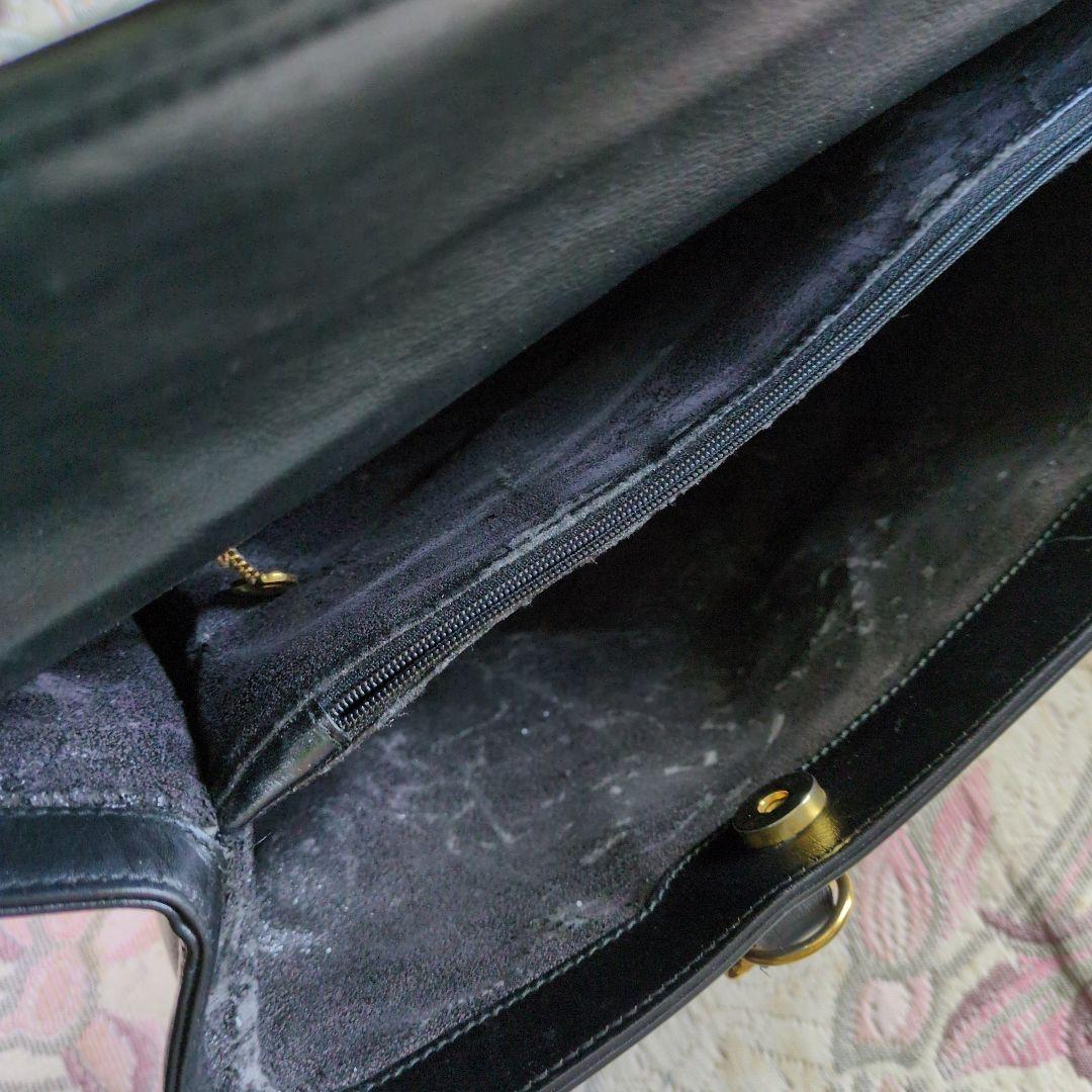 GUCCI 黒 レザー ビジネスバッグ バンブーハンドル