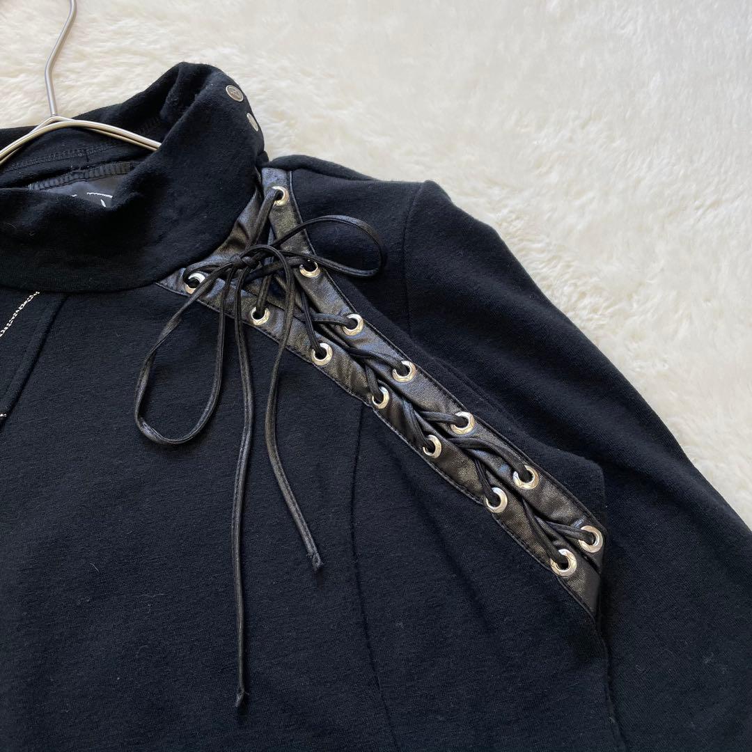 OZZ ON HIKOZOH レースアップ 刺繍 長袖トップス 黒