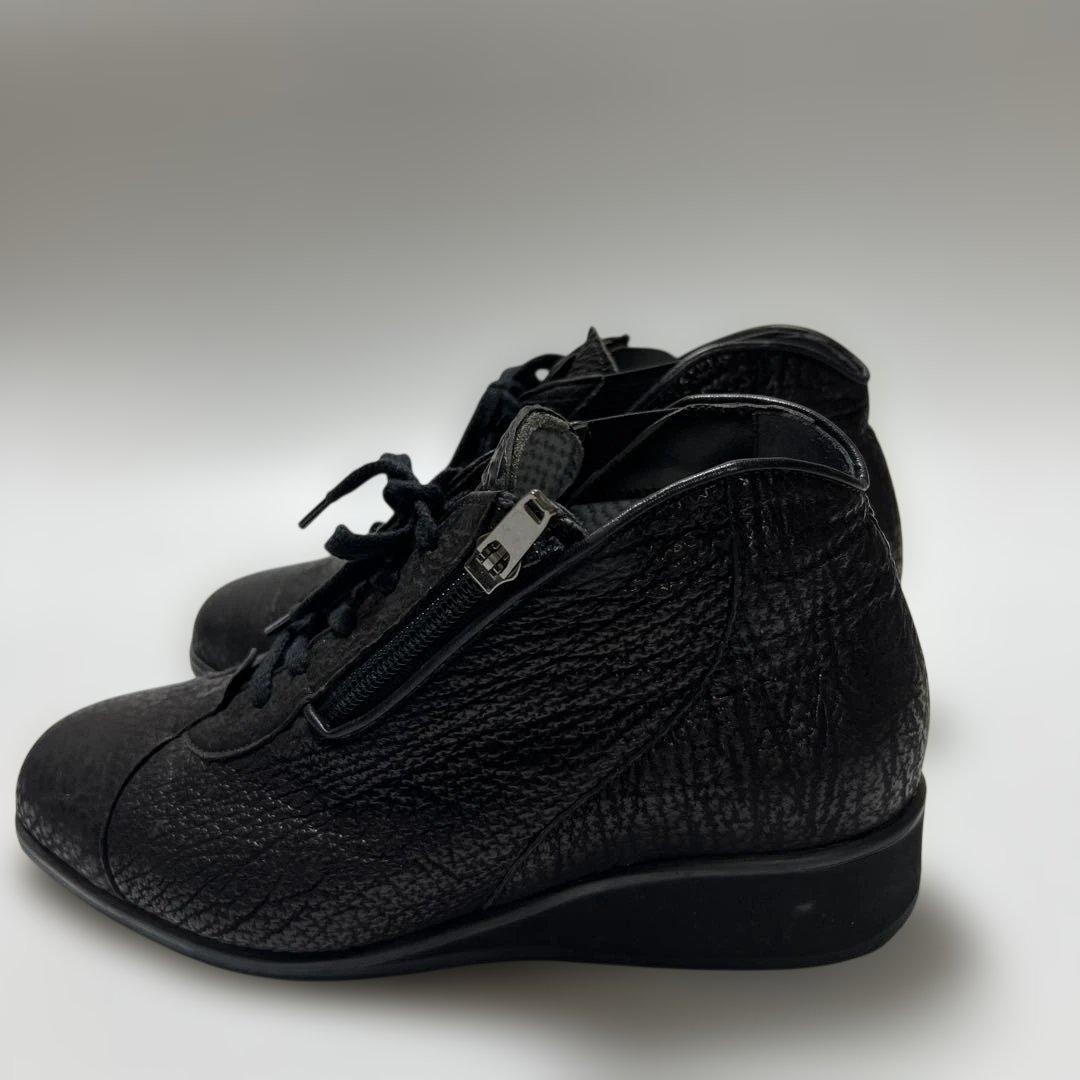 エクセルヒューマン・ブラックハイカットシューズ・本革・２１.5CM