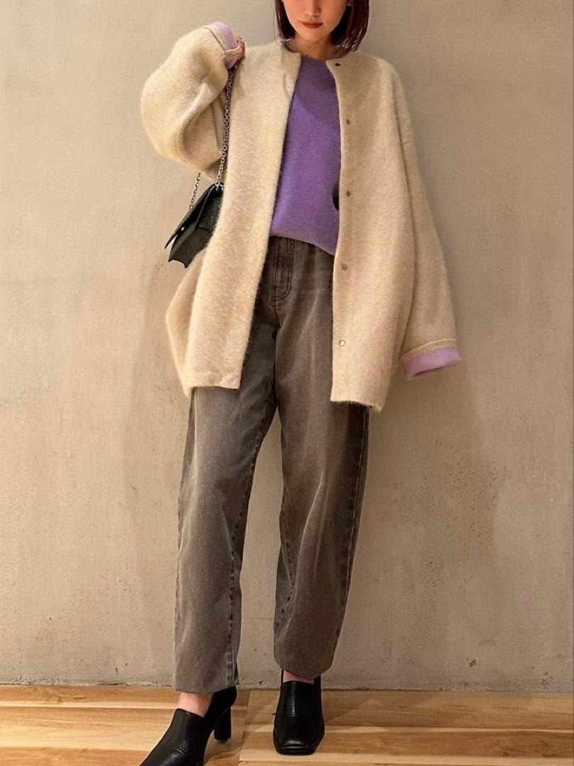 ベーシックCNラクーンミックスダブルフェイスカーディガン ELENDEEK