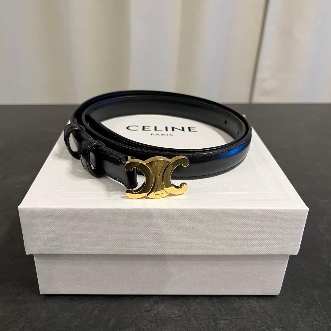 CELINE トリオンフ　スモール　ブラック ベルト ゴールドバックル 箱付き