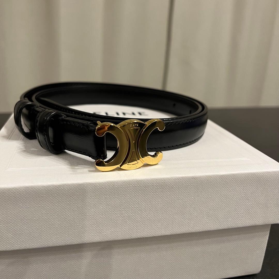 CELINE トリオンフ　スモール　ブラック ベルト ゴールドバックル 箱付き
