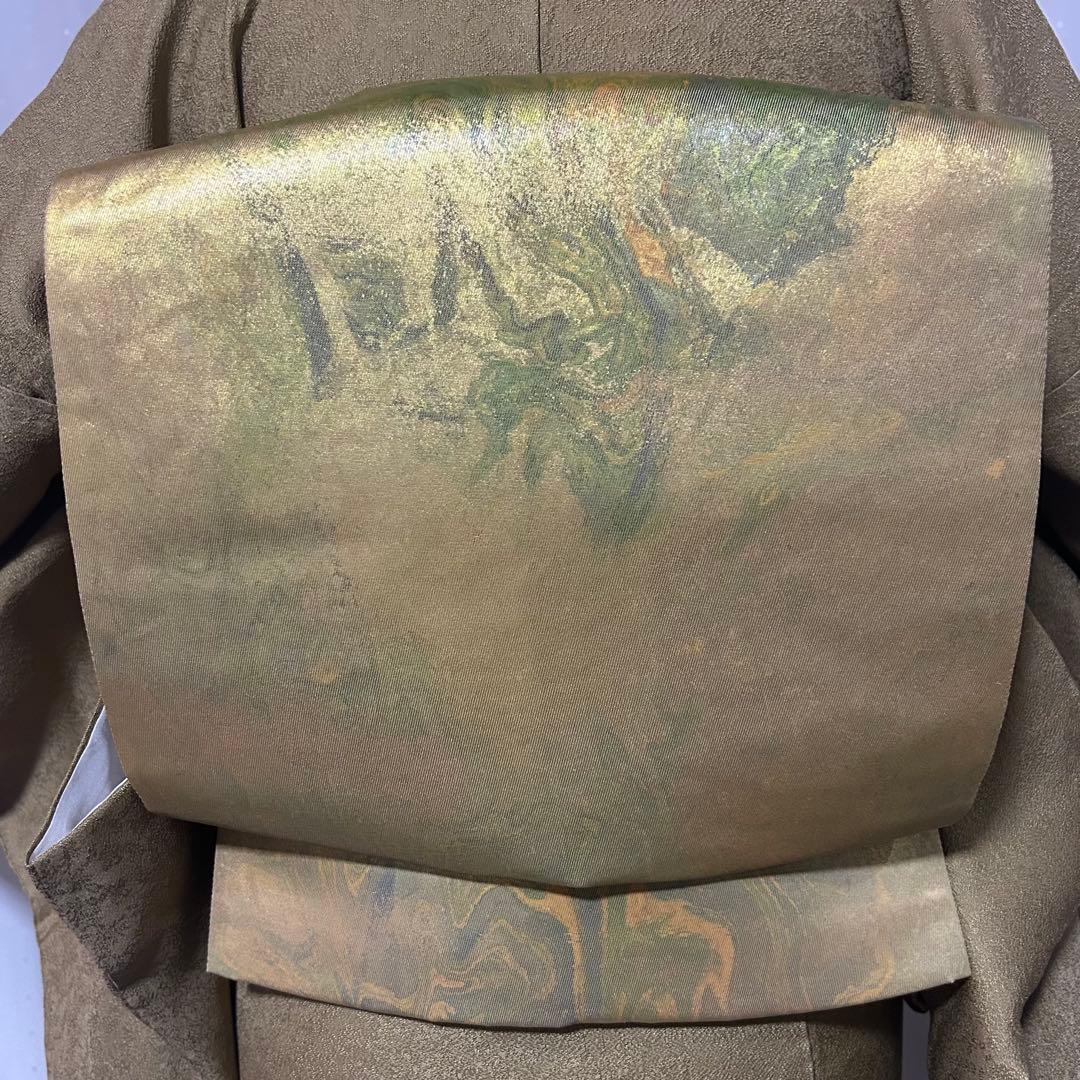 未使用近い　美品　袷　地紋入り　色無地　フルセット　身丈163.5 裄丈68