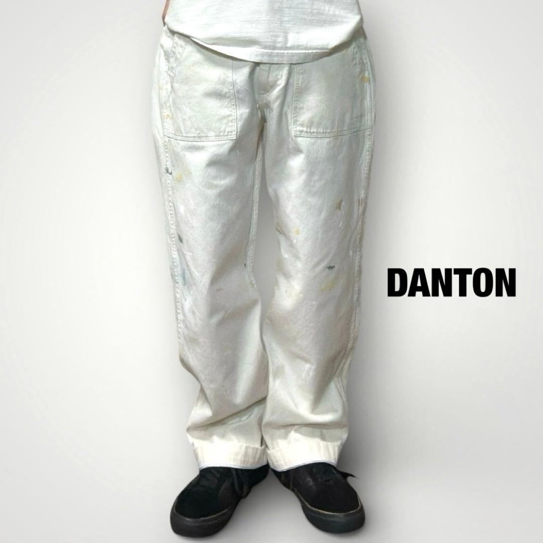 DANTON ベイカーパンツ 白 ライトキャンバス ペイント ペンキ 一点物