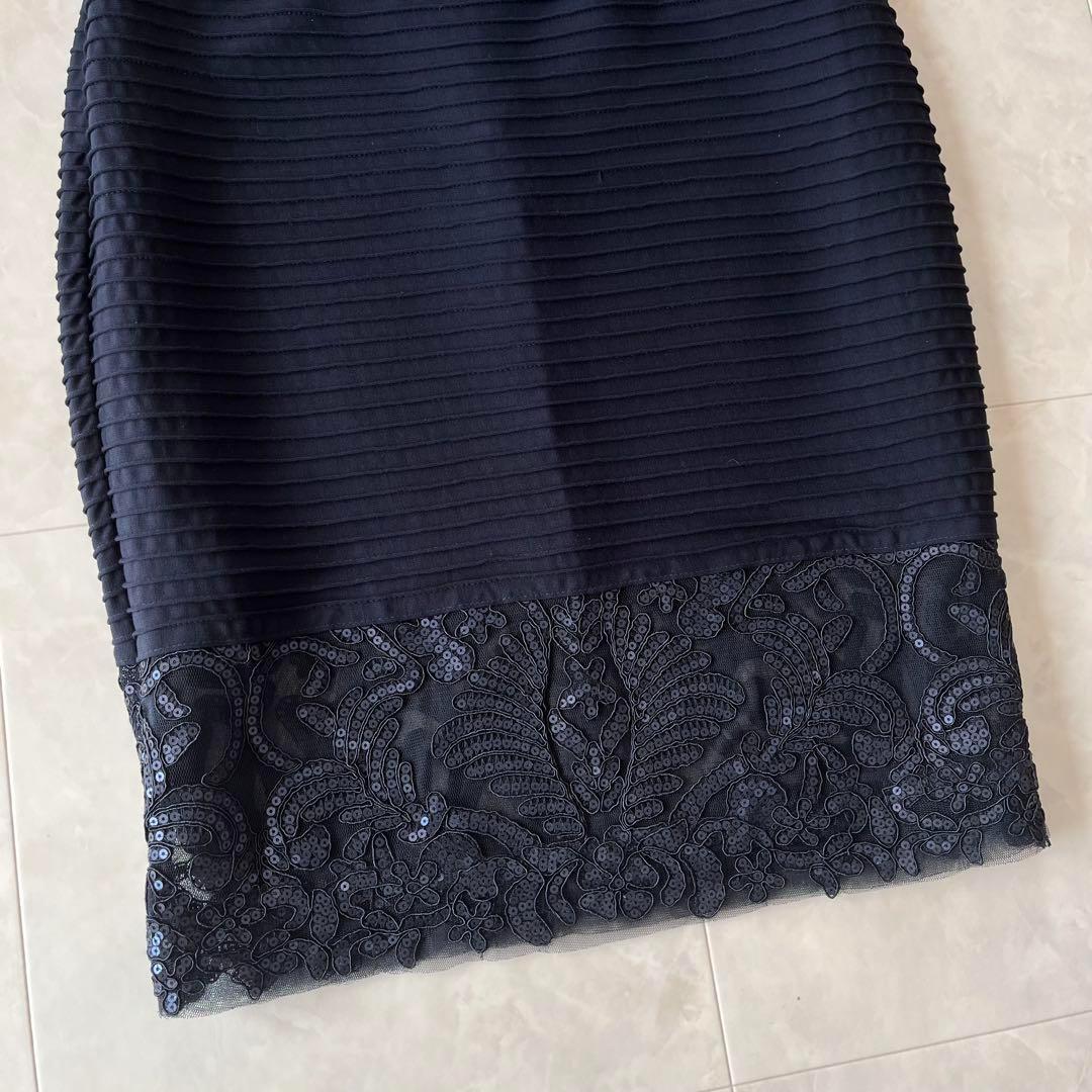 タダシショージ　ぺプラムドレス セパレート S&XS 濃紺　パーティ