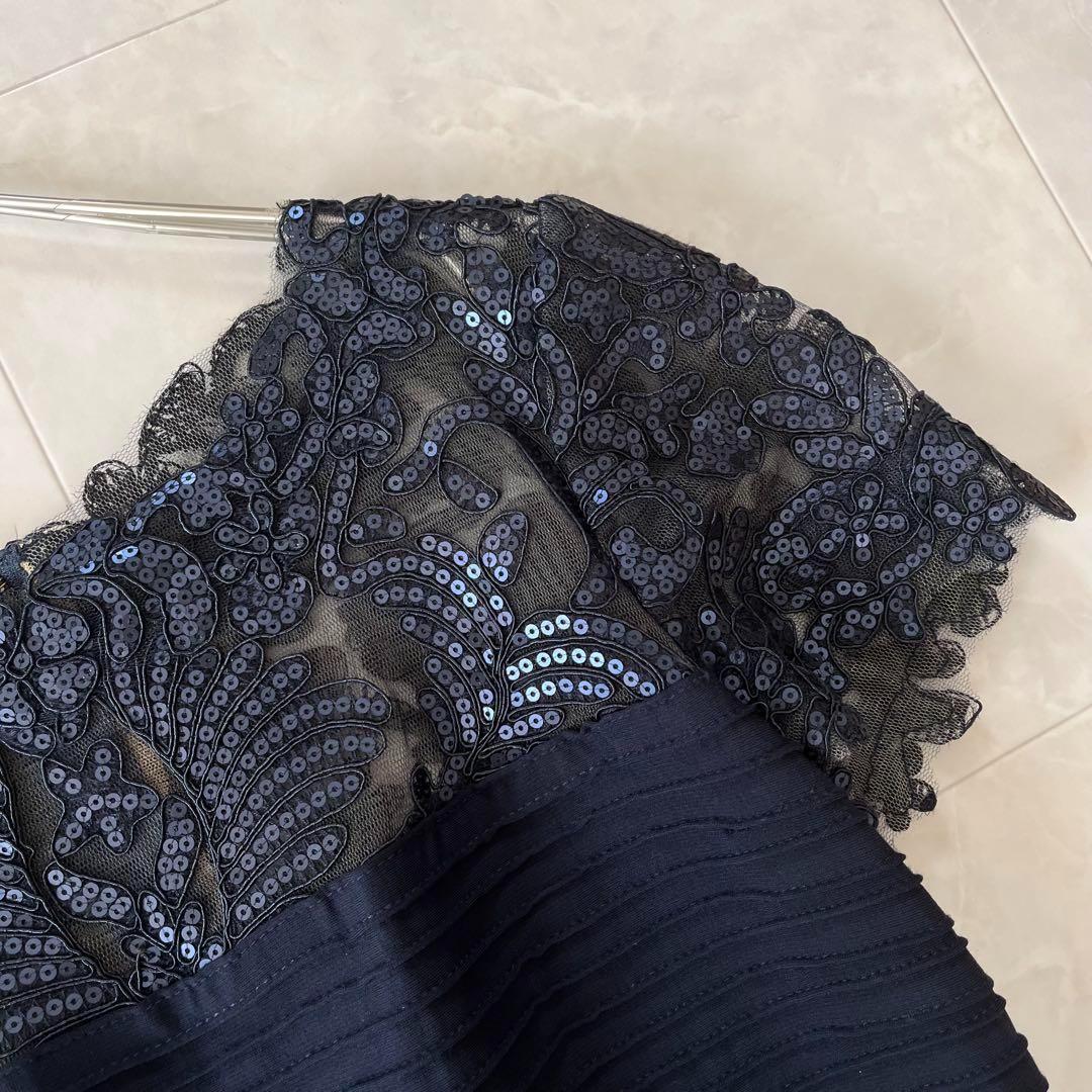 タダシショージ　ぺプラムドレス セパレート S&XS 濃紺　パーティ