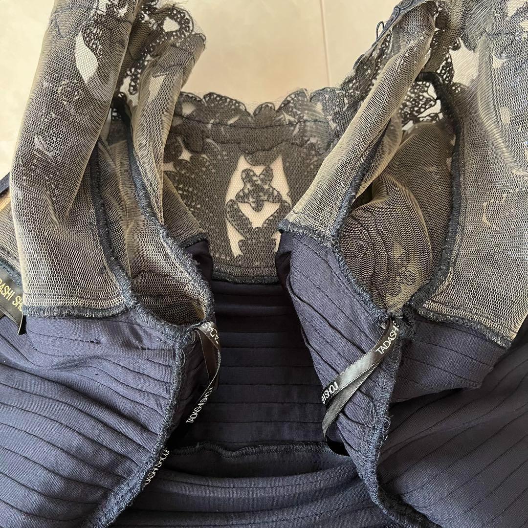 タダシショージ　ぺプラムドレス セパレート S&XS 濃紺　パーティ