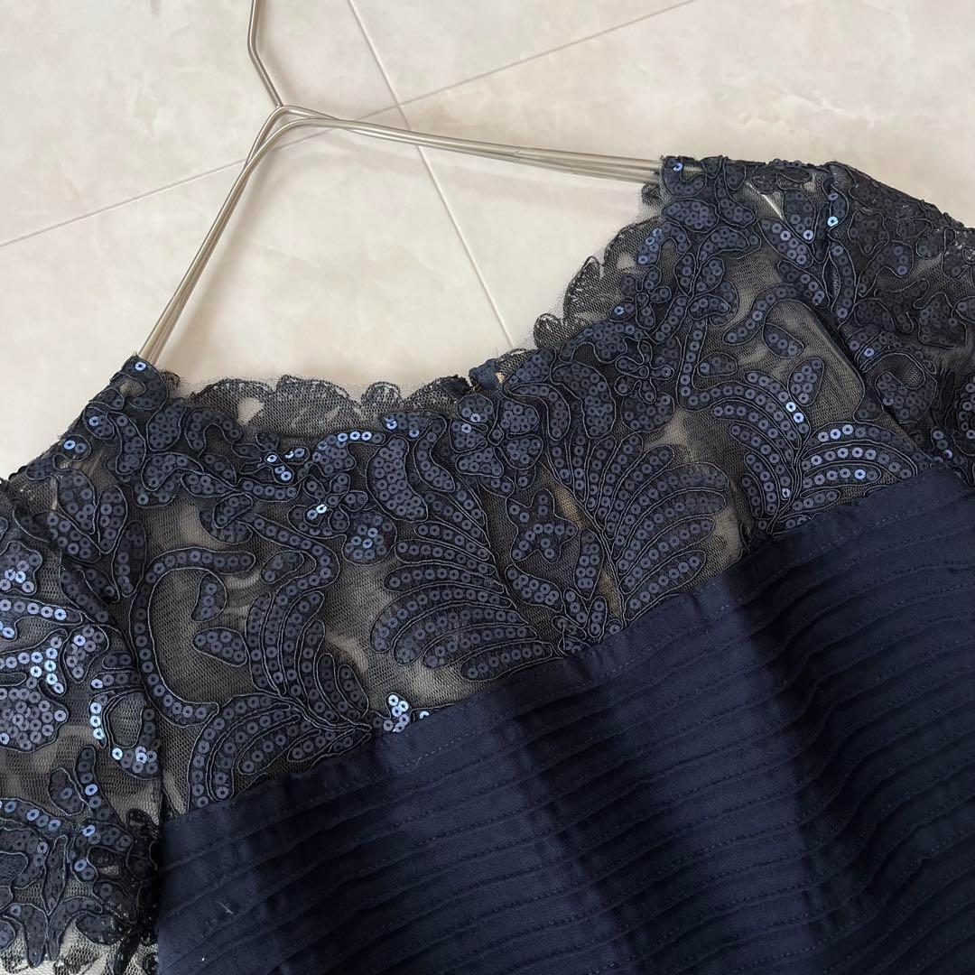 タダシショージ　ぺプラムドレス セパレート S&XS 濃紺　パーティ