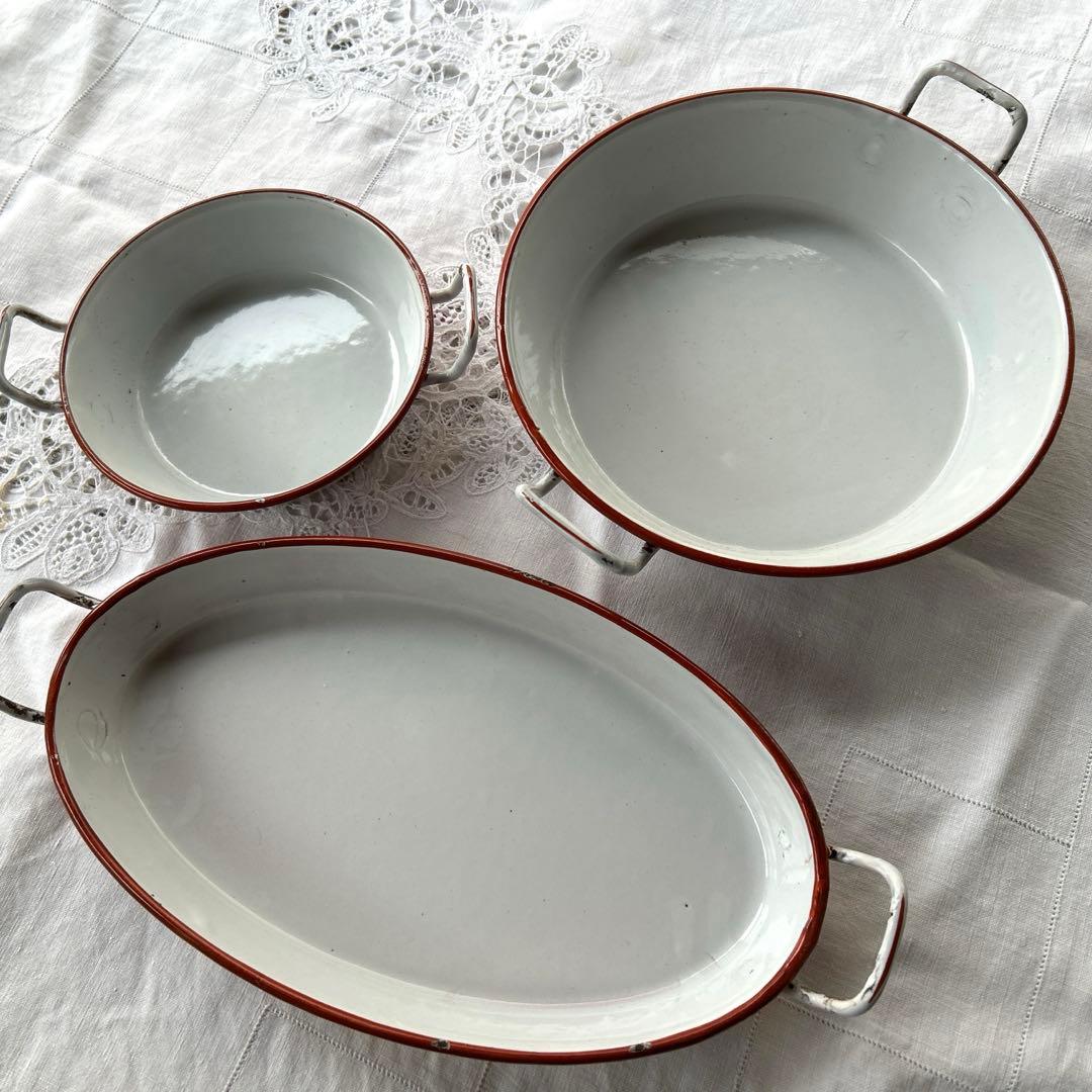 フランスアンティーク　japy 忘れな草のホーローウェディングセット