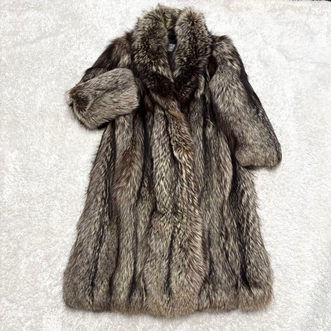 SAGA FOX 肉厚ふわふわ シルバーフォックス ロングコート 11号 L