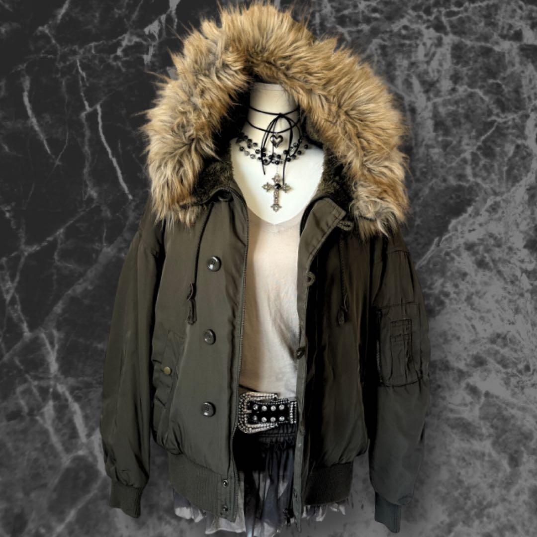 未使用級 y2k フライトジャケット グランジ 平成ギャル 鬼ファー ボンバー