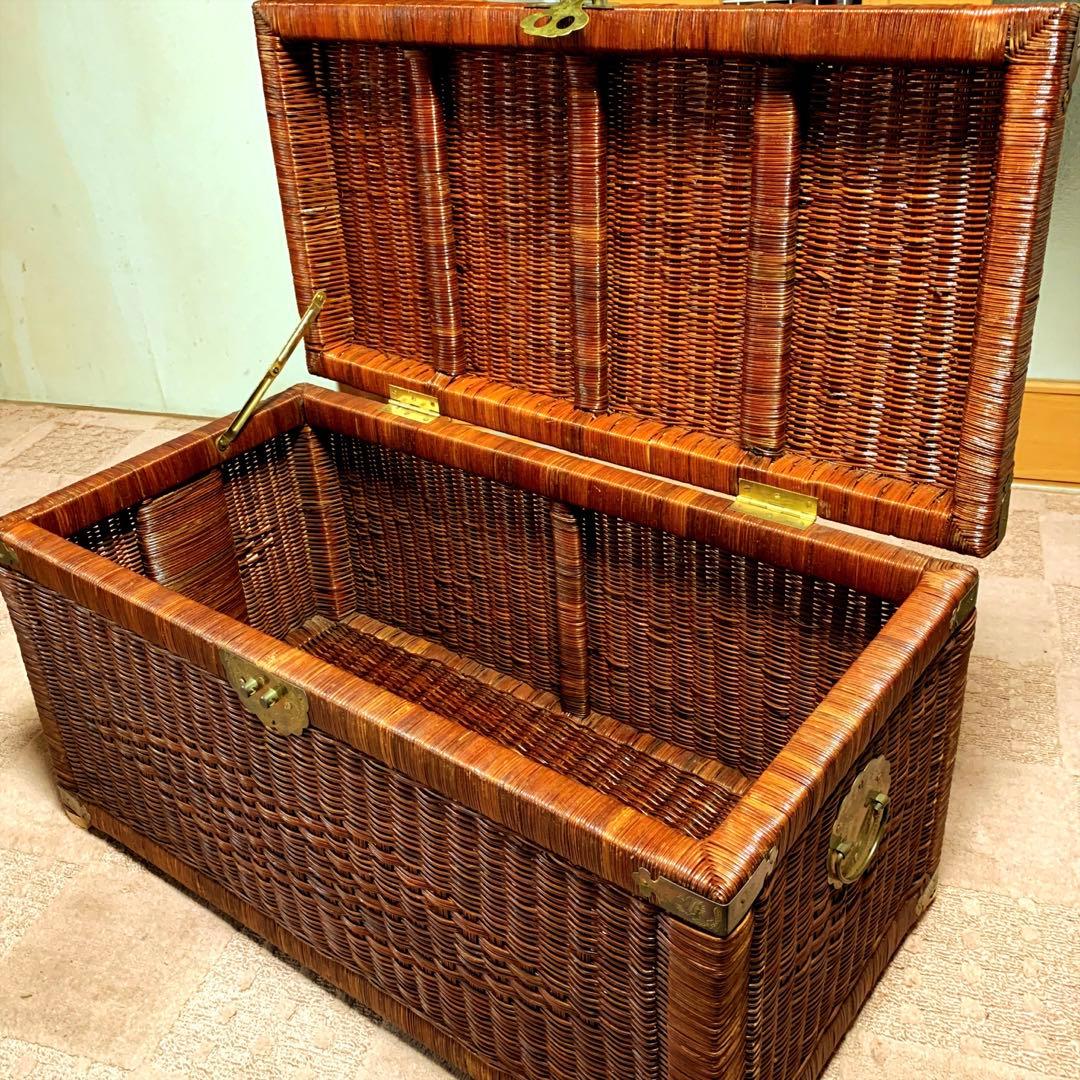 NY/アンティーク籐編・大型衣裳ケース