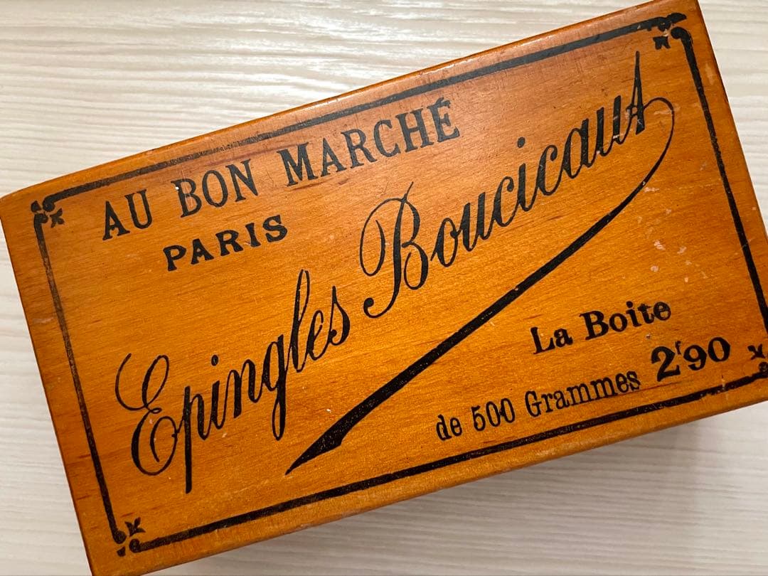 フランス　アンティーク　木箱　BON MARCHE 手芸　ボックス　小物入れ