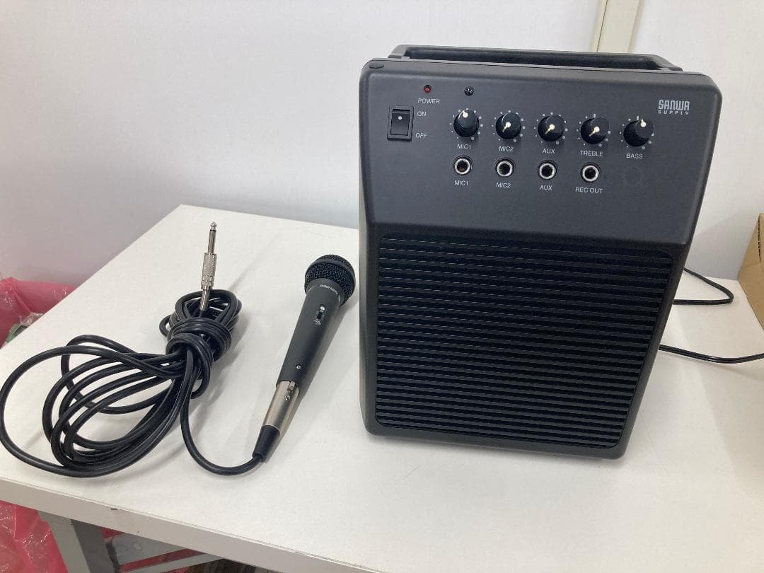 マイク付きスピーカー【中古】400-SP044　付属マイク+別マイク付き