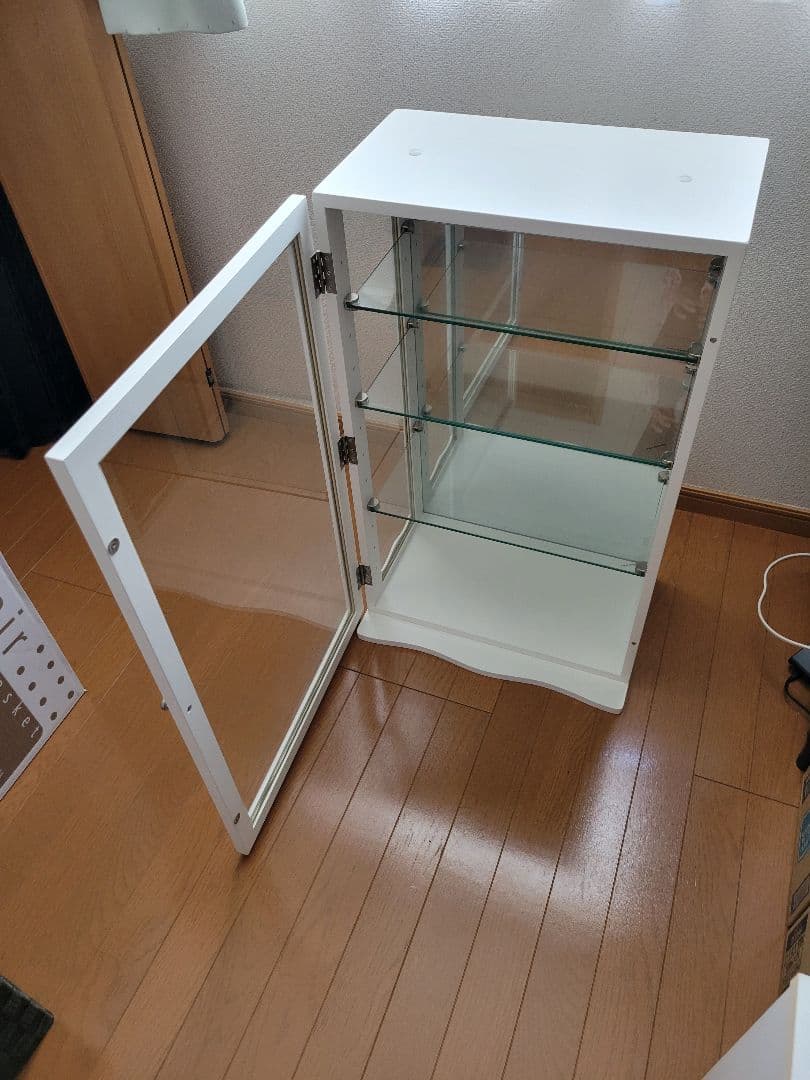 ガラス扉付きディスプレイケース ホワイト 450x300x750mm