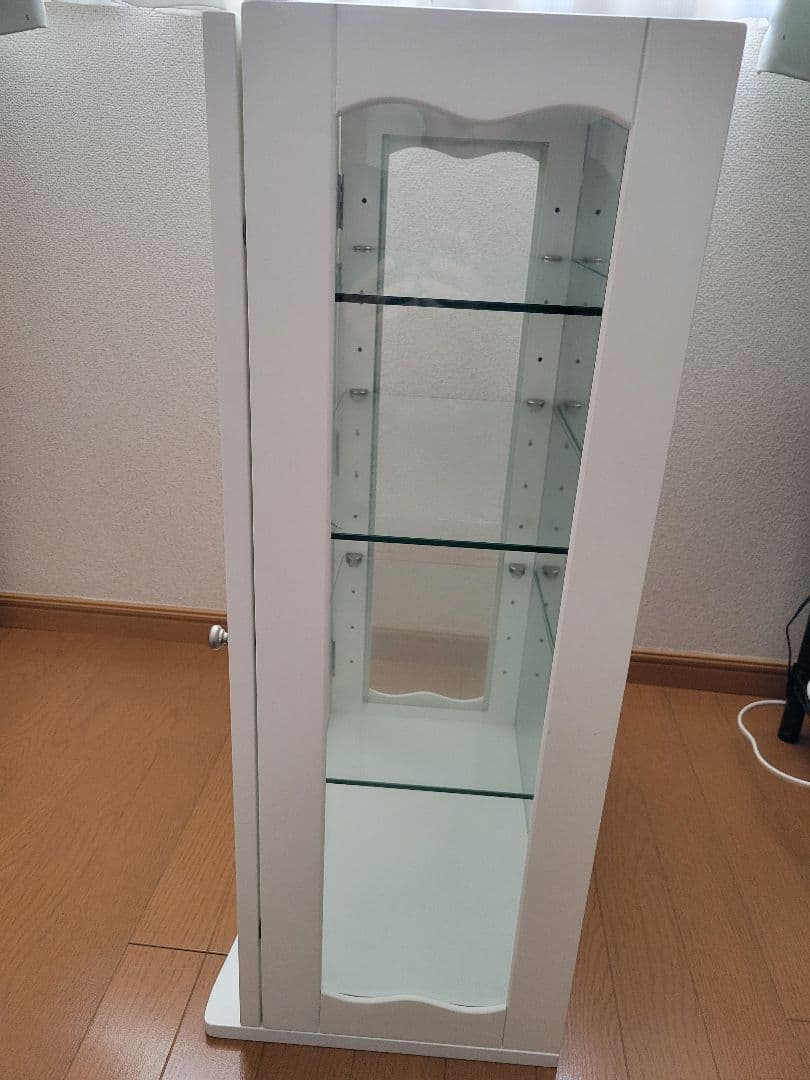 ガラス扉付きディスプレイケース ホワイト 450x300x750mm