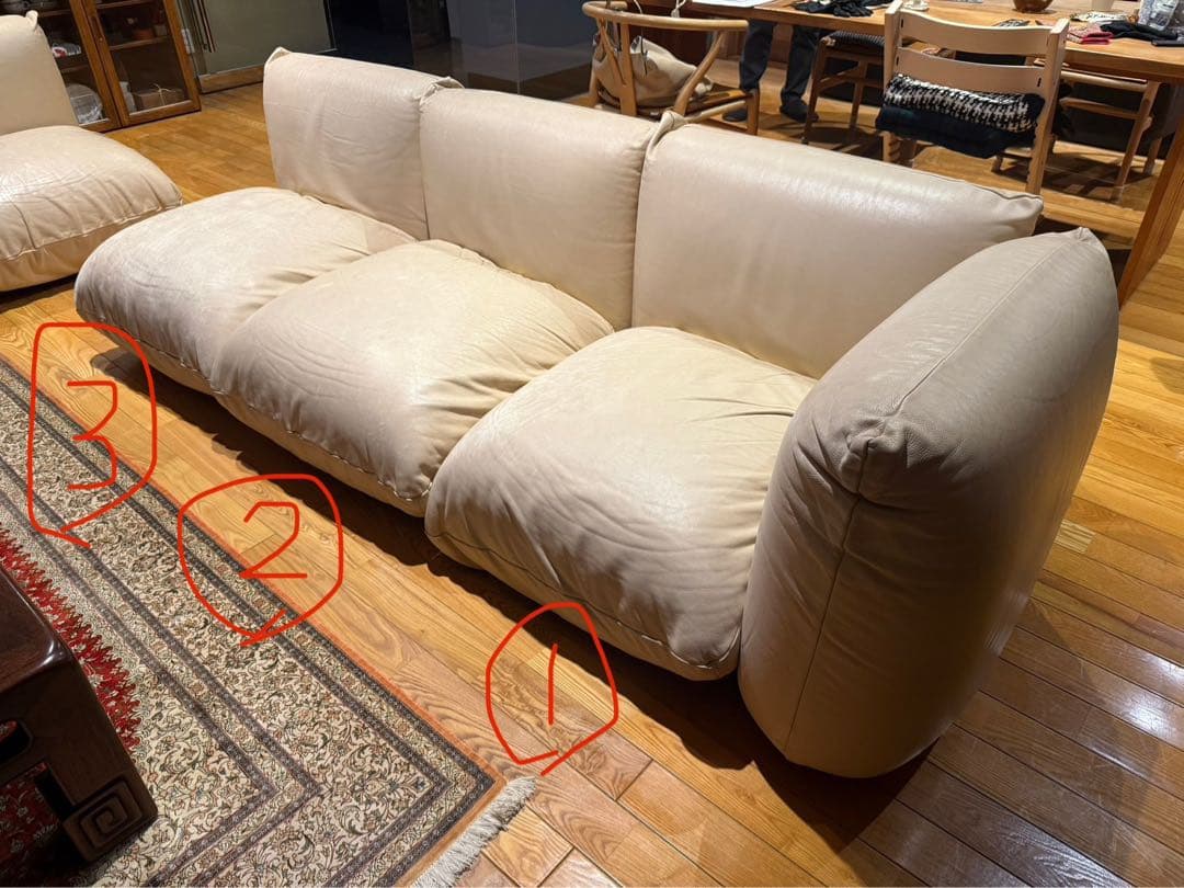 専用◯①arflex アルフレックス マレンコ 本革 レザー 3人掛けソファ