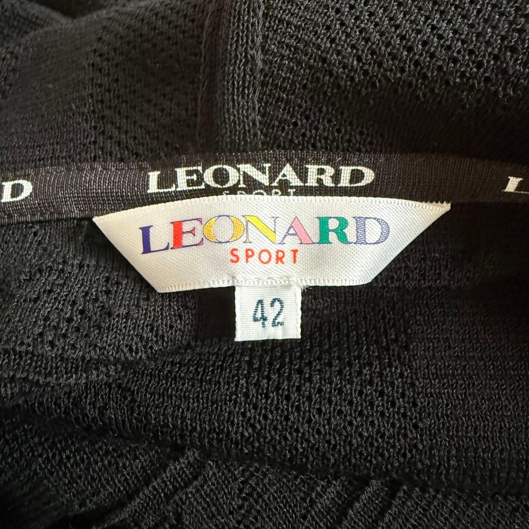 近年モデル★レオナール ロゴ 花柄メッシュ フーディ パーカー 大きいサイズ42