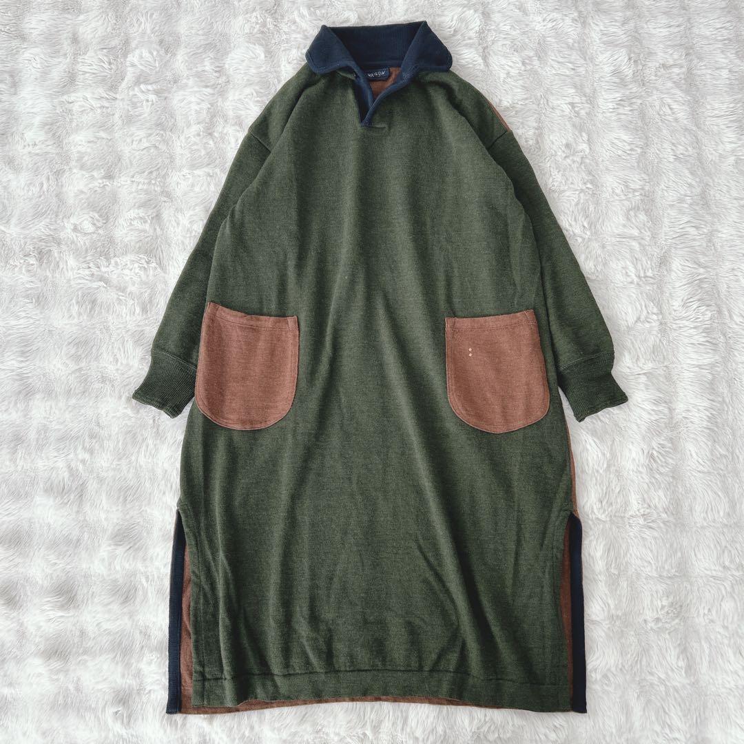 45R★SDL 度詰USモーのニットソードレス ニット　ワンピース　カーキ