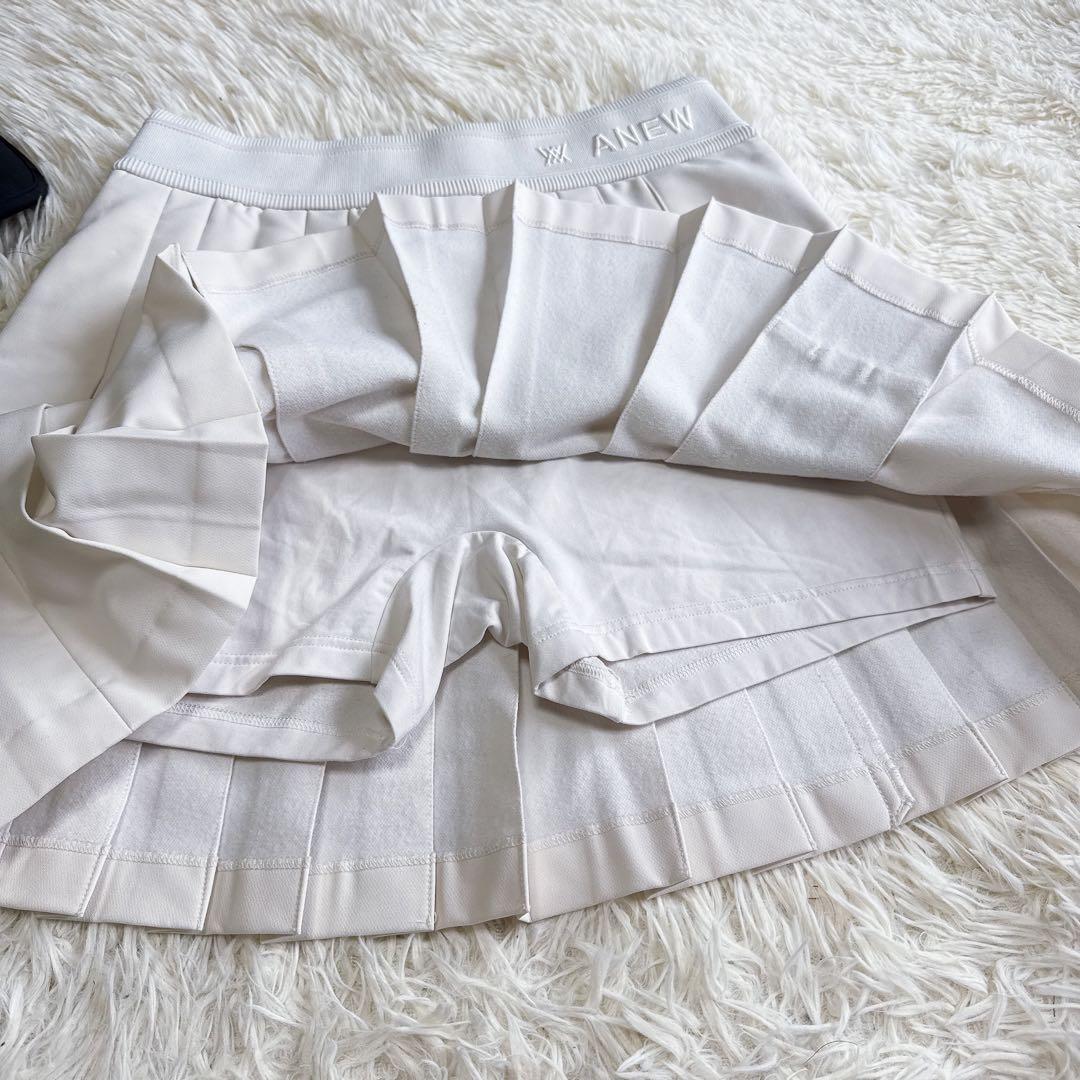 【アニューゴルフ】美品 プリーツスカート ホワイト Lサイズ レディース