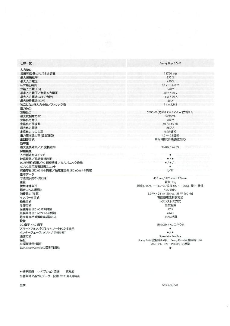 SMA SUNNY BOY 5.5kW パワーコンディショナ 未開封