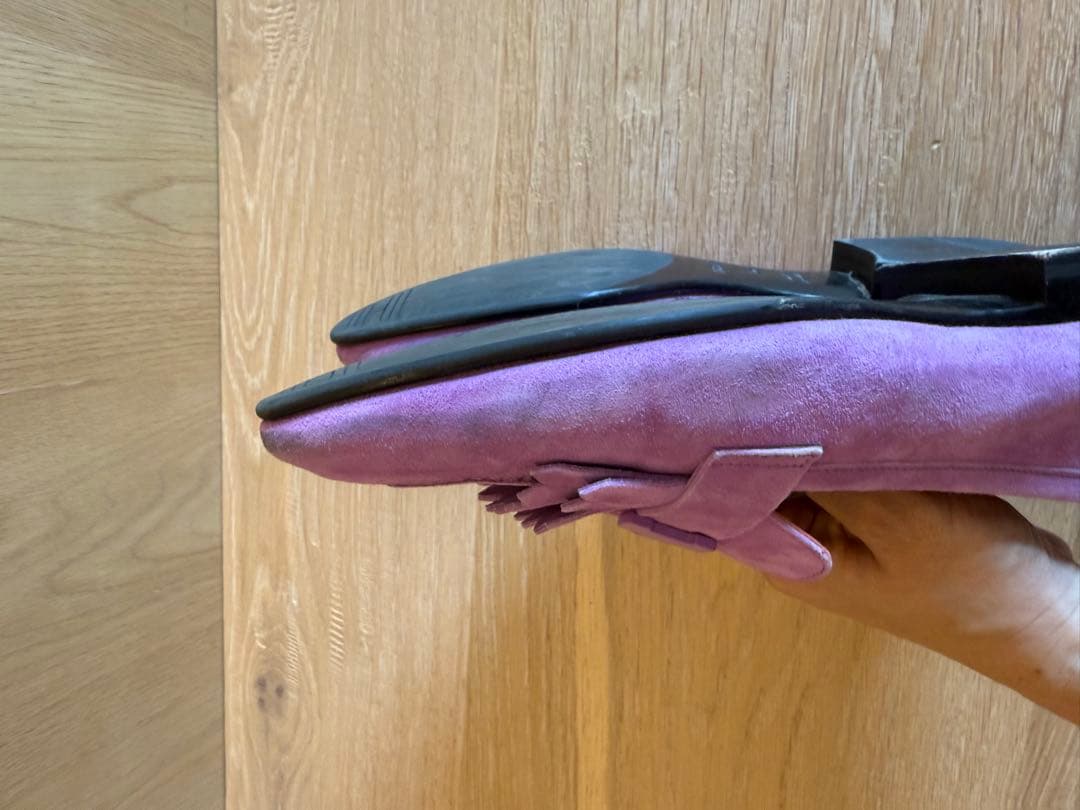 Oimocandyフリンジ付きスエードモカシン パープル