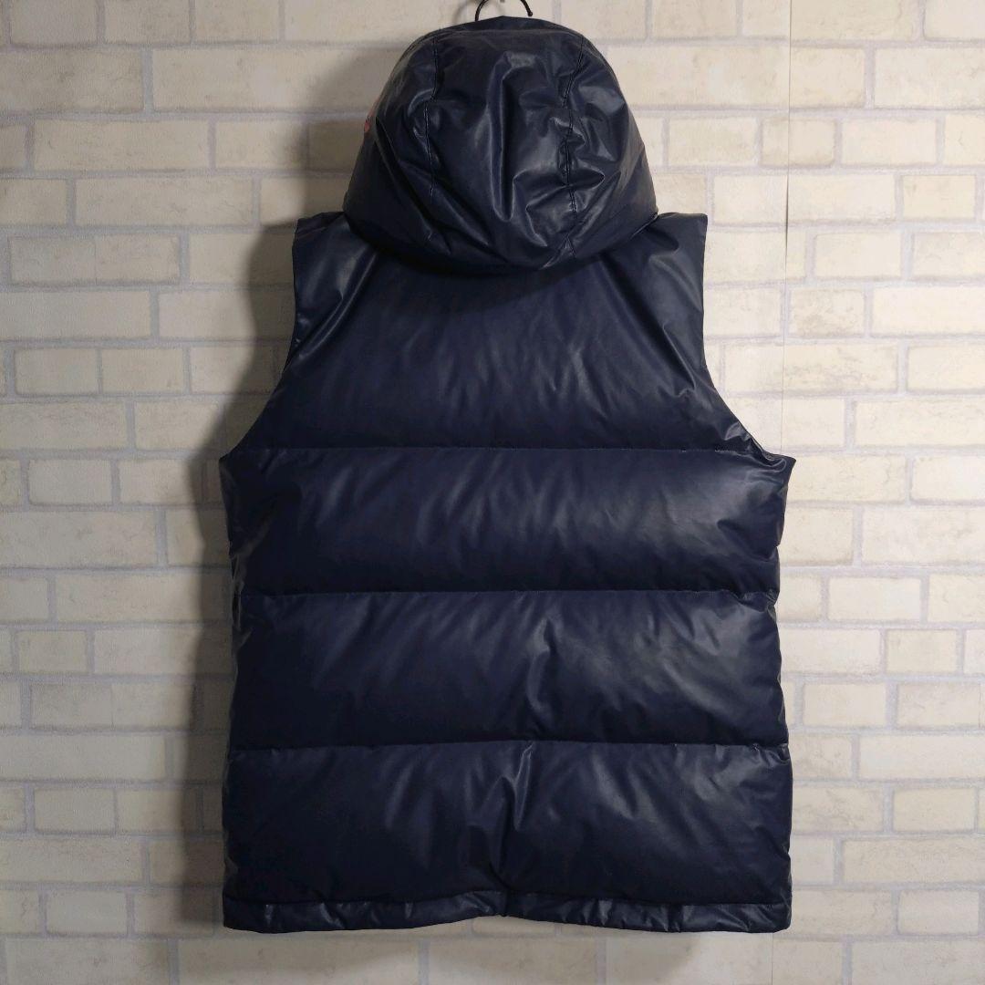 オニツカタイガー★フードロゴ 金プレート モコモコ ダウンベスト ネイビー XL