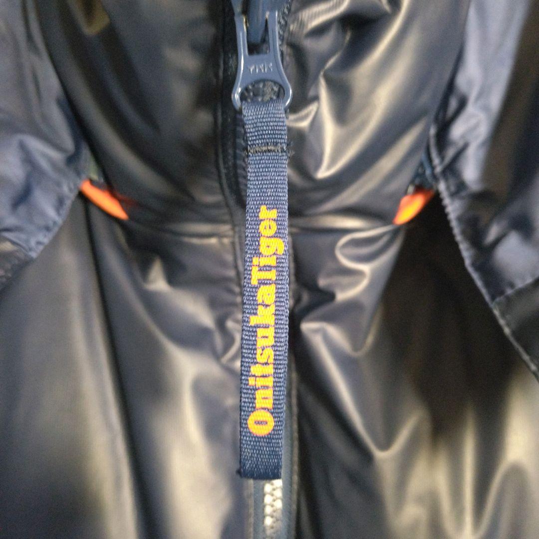 オニツカタイガー★フードロゴ 金プレート モコモコ ダウンベスト ネイビー XL