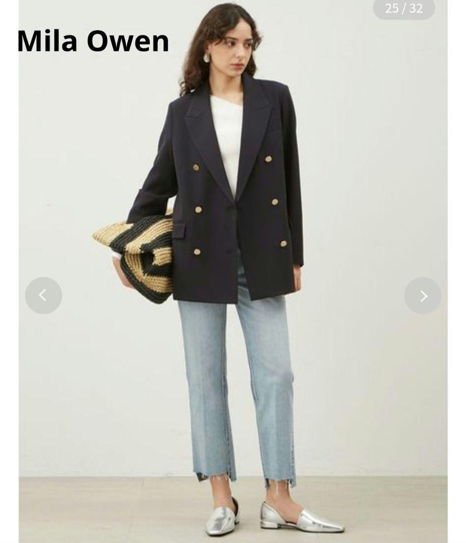 定価18700円 Mila Owen　金釦ダブルブレストロングブレザー　ネイビー