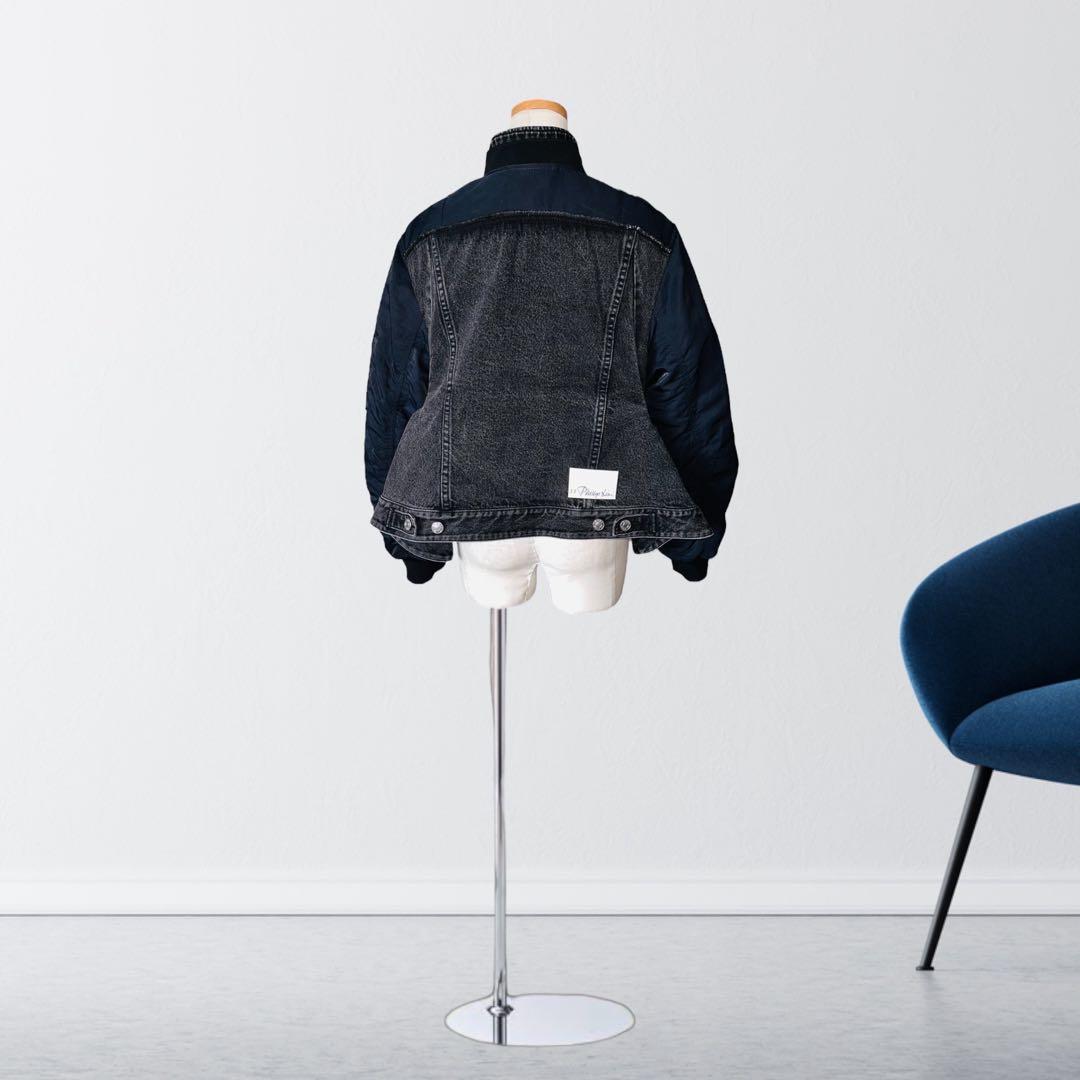 定価14万 3.1 フィリップリム 黒 デニム MA-1 デニム ジャケット M