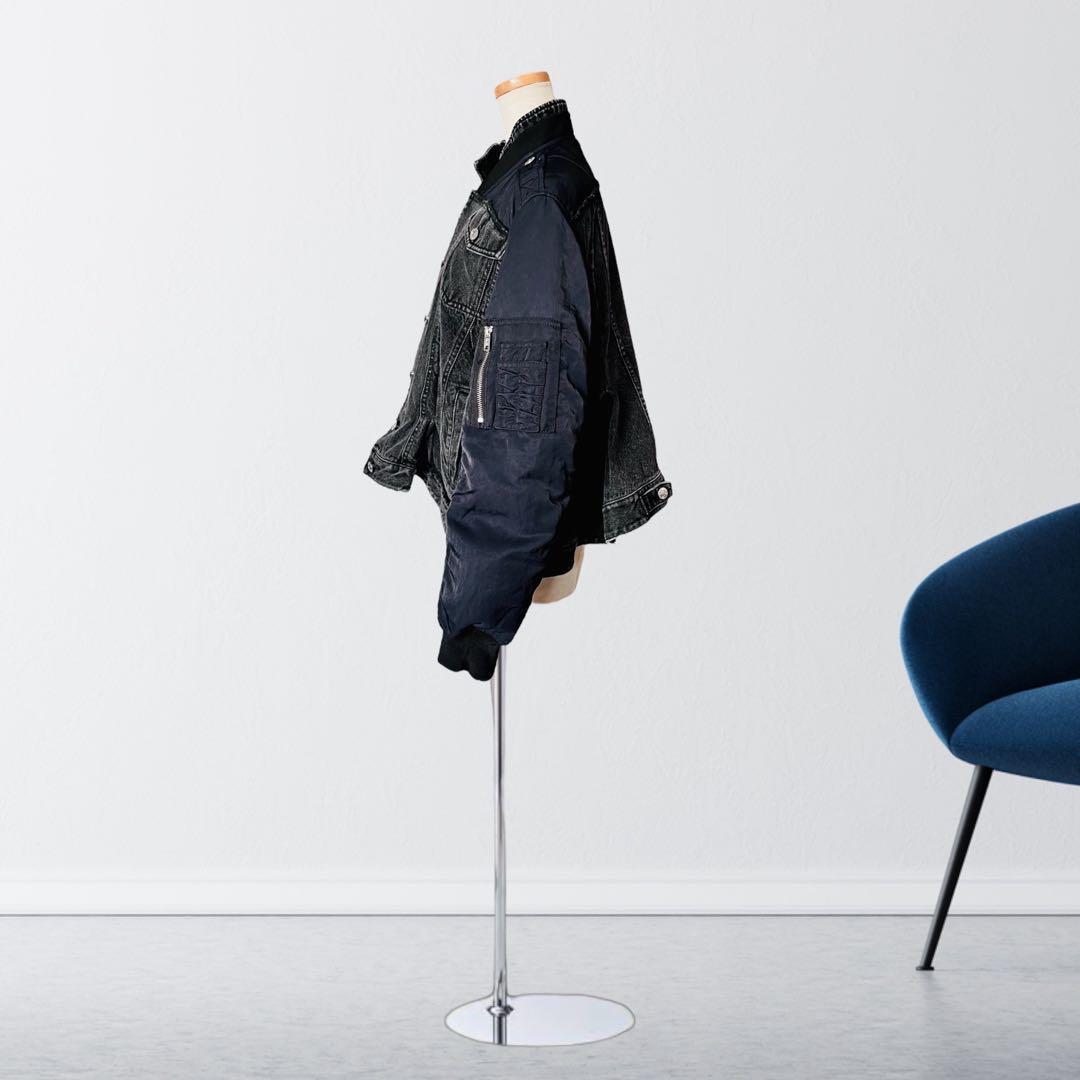 定価14万 3.1 フィリップリム 黒 デニム MA-1 デニム ジャケット M